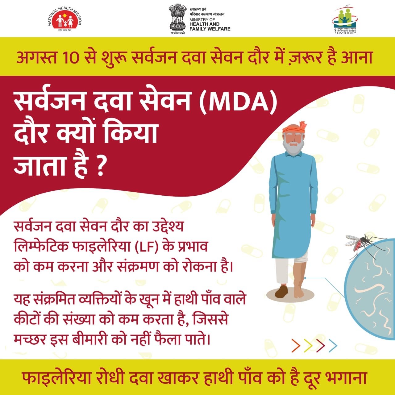 लगातार पांच साल तक साल में एक बार खानी है फाइलेरिया से बचाव की दवा.