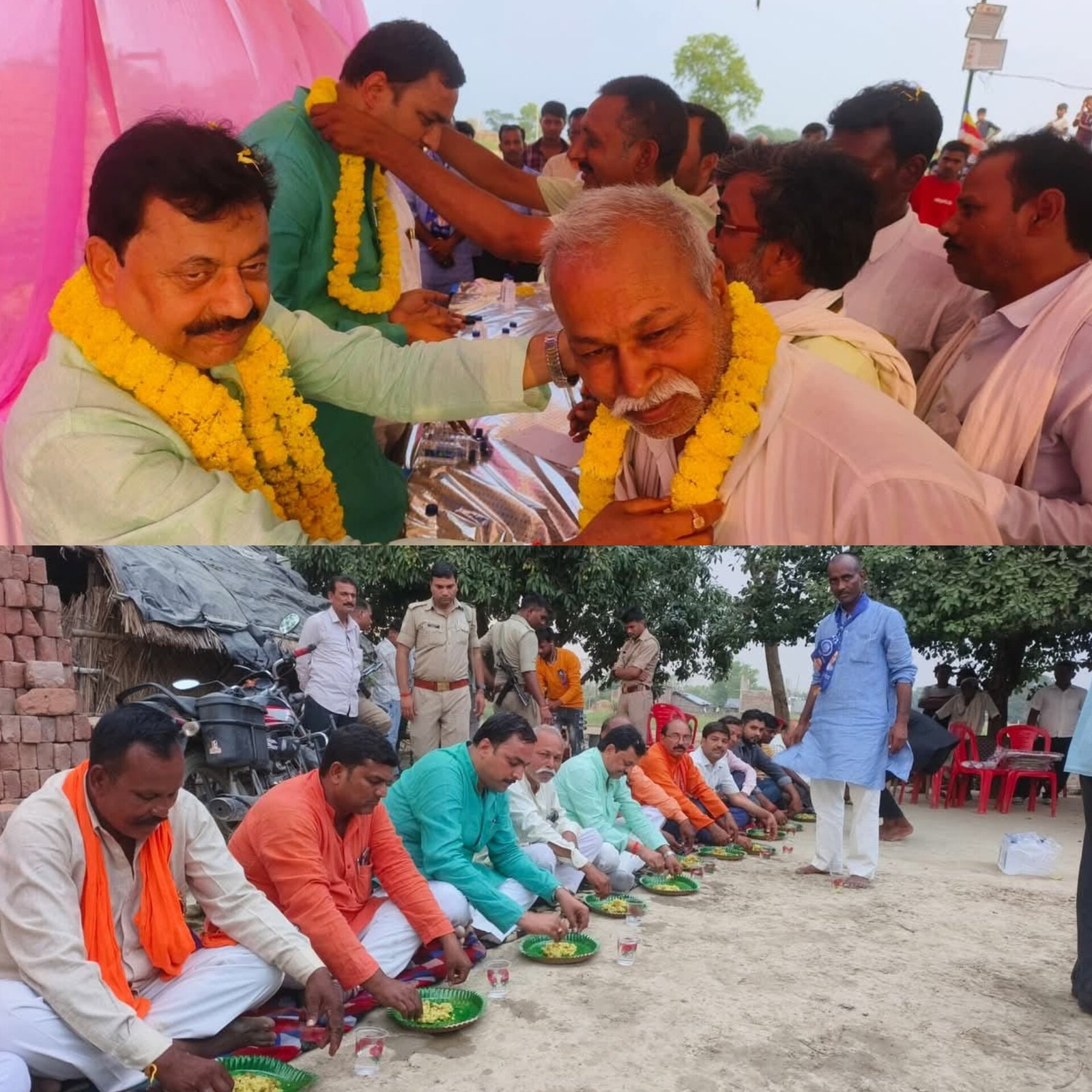 कुशीनगर के सांसद विजय दुबे ने बाबा साहब अंबेडकर की प्रतिमा हेतु भूमि पूजन व सहभोज किया