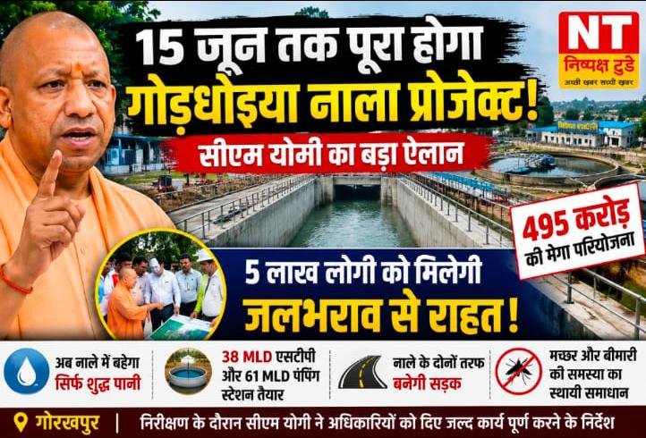 15 जून तक पूरा होगा गोड़धोइया नाला प्रोजेक्ट सीएम योगी बोले — गोरखपुर में जलभराव की बड़ी समस्या का होगा स्थायी समाधान